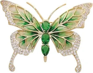 HETICA Gold Butterfly Brooch for Women Zircon Stones Elegant Pin Jewelry Gift for Anniversary Party or Daily Wear