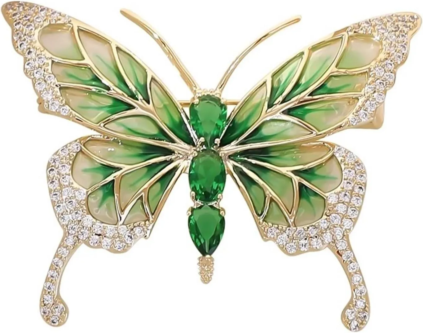 HETICA Gold Butterfly Brooch for Women Zircon Stones Elegant Pin Jewelry Gift for Anniversary Party or Daily Wear
