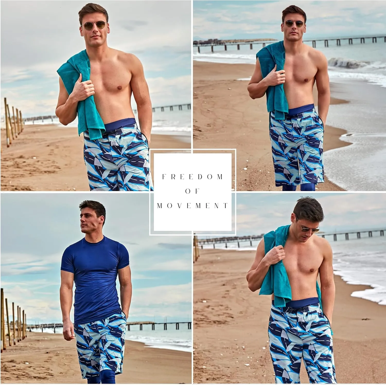 Islamic Men's Long-Fit Swimwear-Shorts | Knee-Length Modest Bathing Suits | Comfortable for Sports, Daily Wear