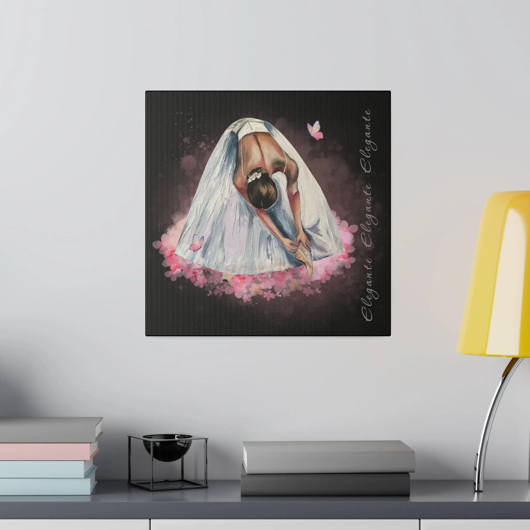 Matte Canvas Print - Elegant Ballerina Dancer - Black Background