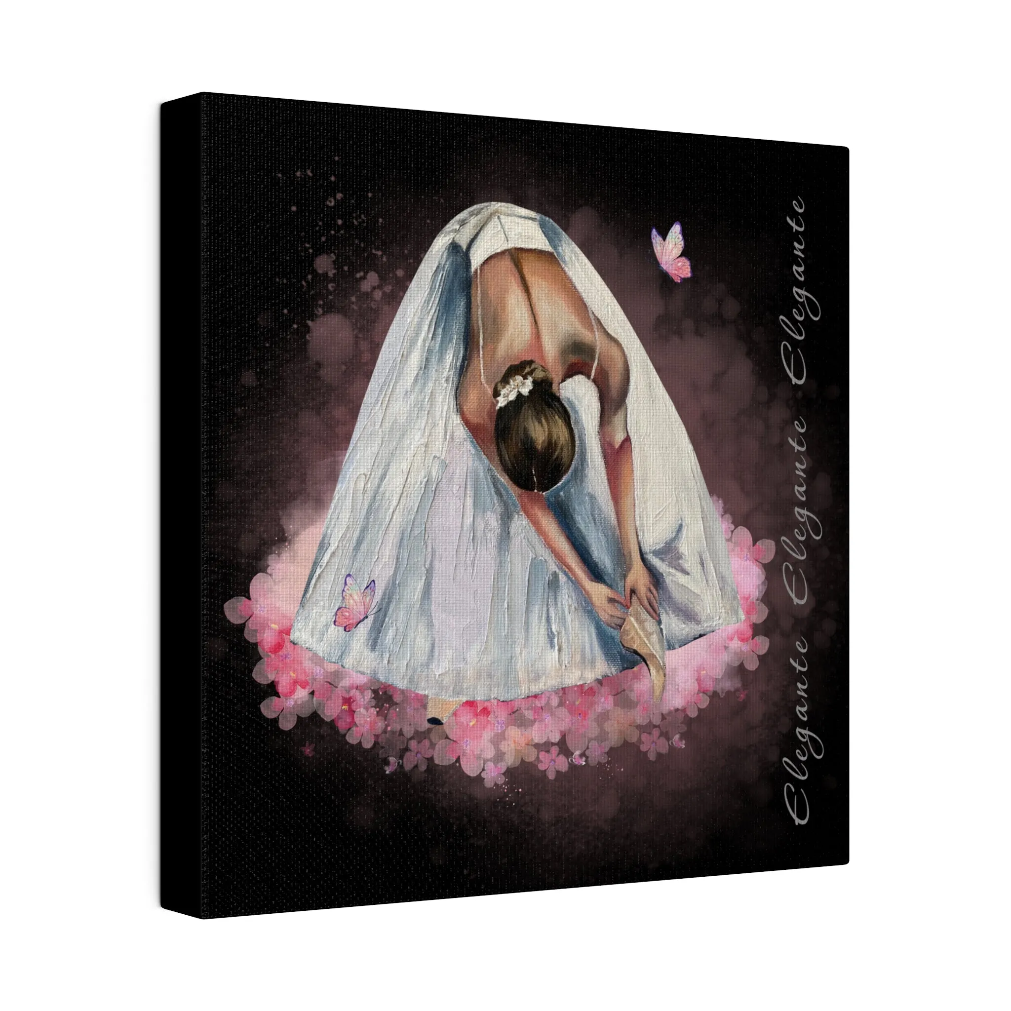 Matte Canvas Print - Elegant Ballerina Dancer - Black Background