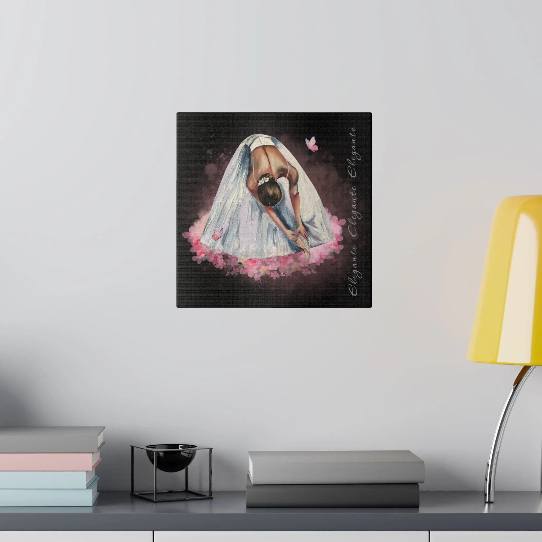 Matte Canvas Print - Elegant Ballerina Dancer - Black Background