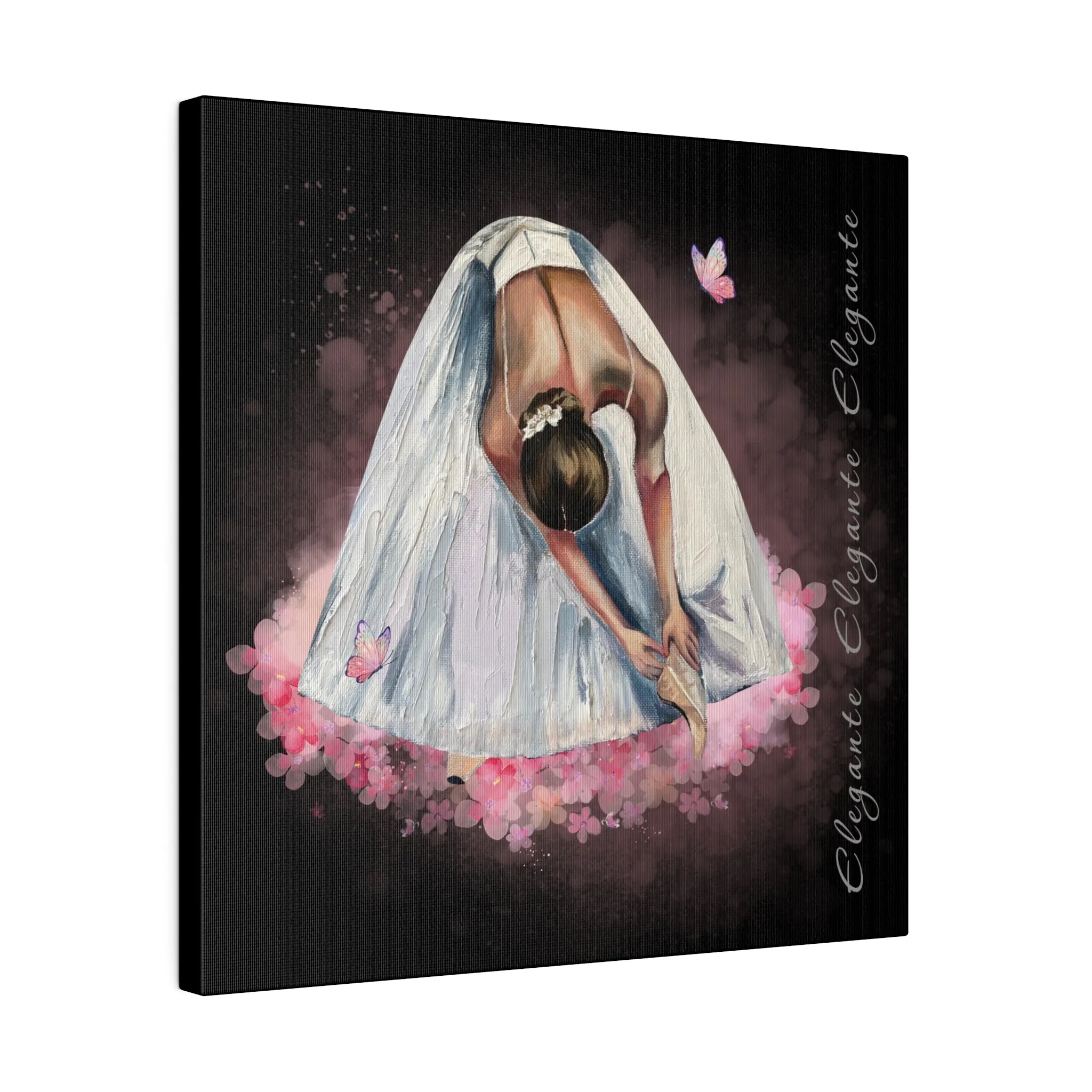 Matte Canvas Print - Elegant Ballerina Dancer - Black Background