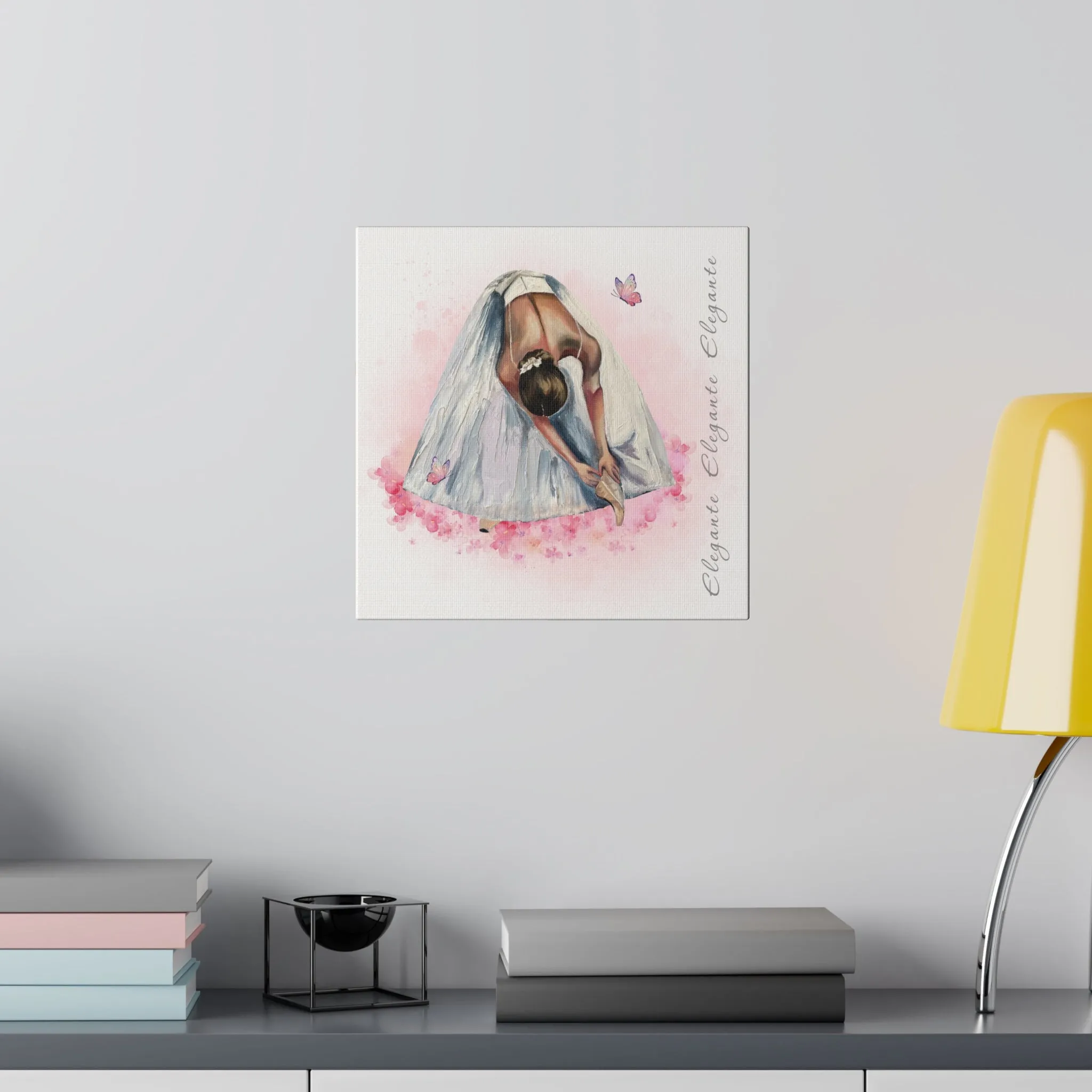 Matte Canvas Print - Elegant Ballerina Dancer - White Background