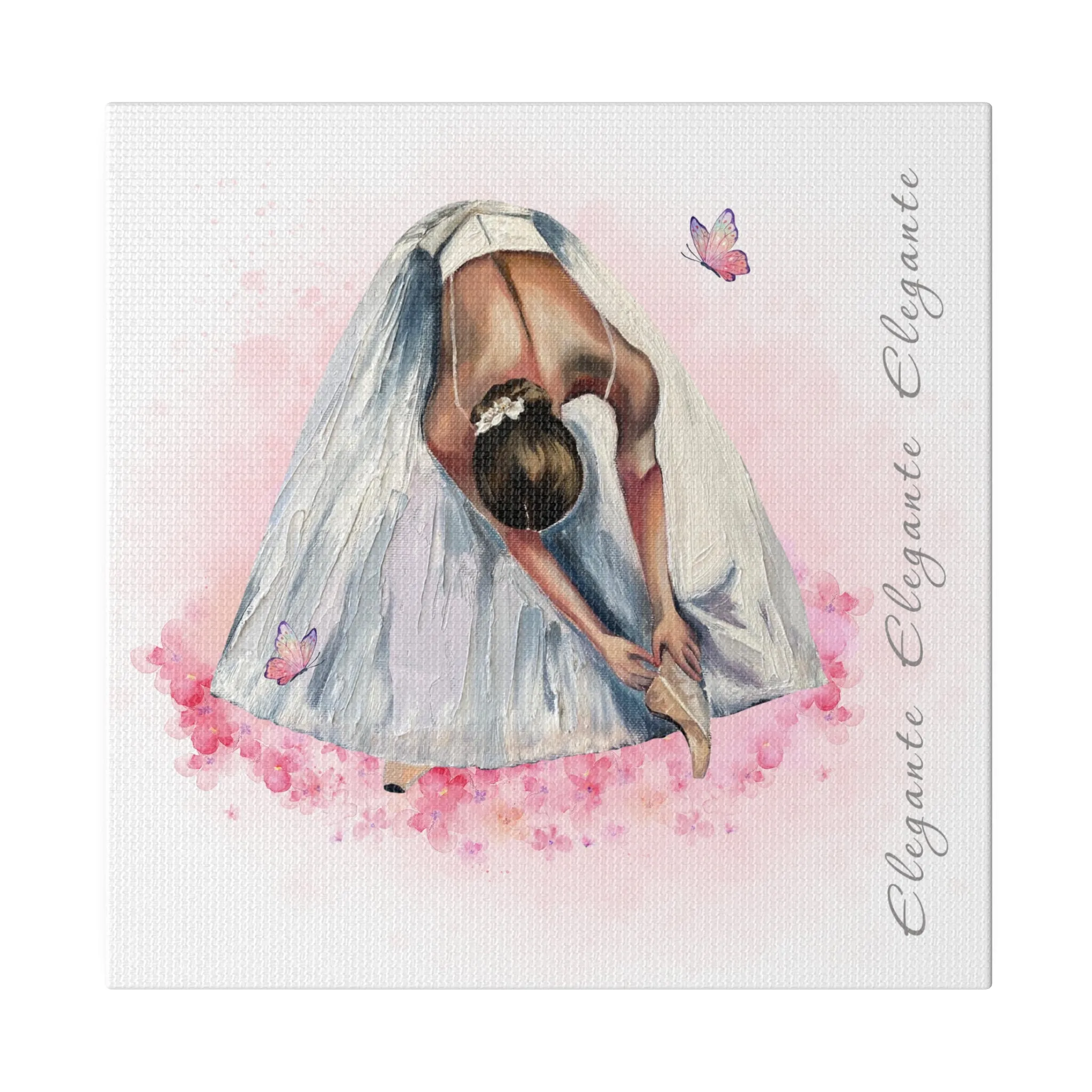 Matte Canvas Print - Elegant Ballerina Dancer - White Background