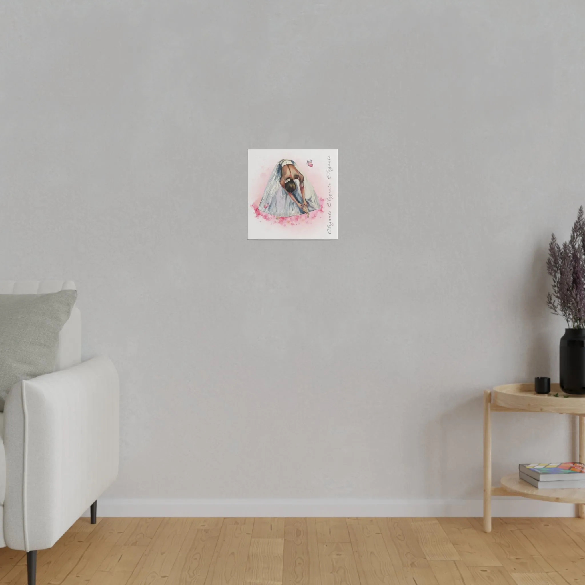 Matte Canvas Print - Elegant Ballerina Dancer - White Background