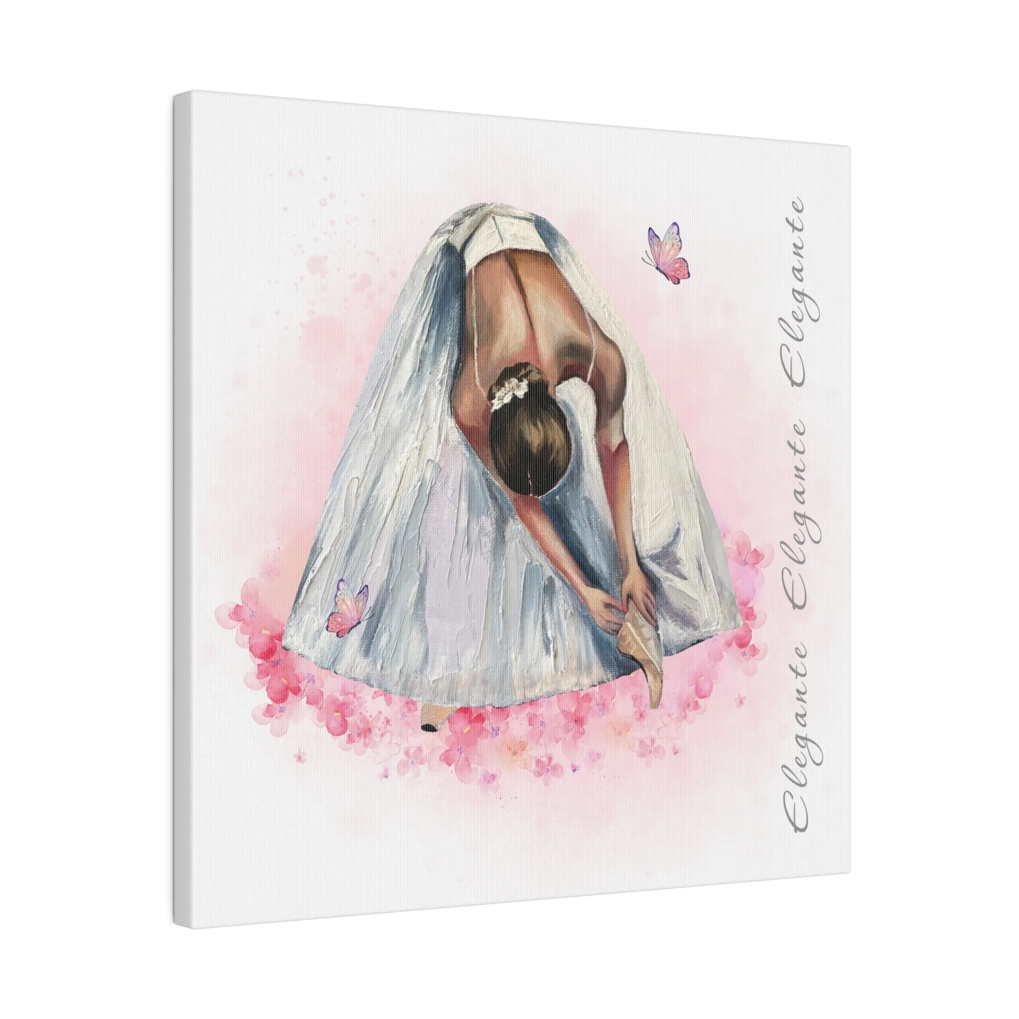 Matte Canvas Print - Elegant Ballerina Dancer - White Background
