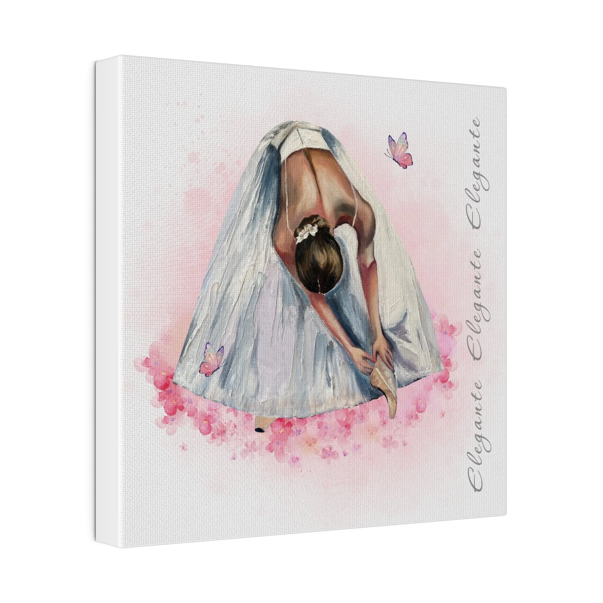 Matte Canvas Print - Elegant Ballerina Dancer - White Background