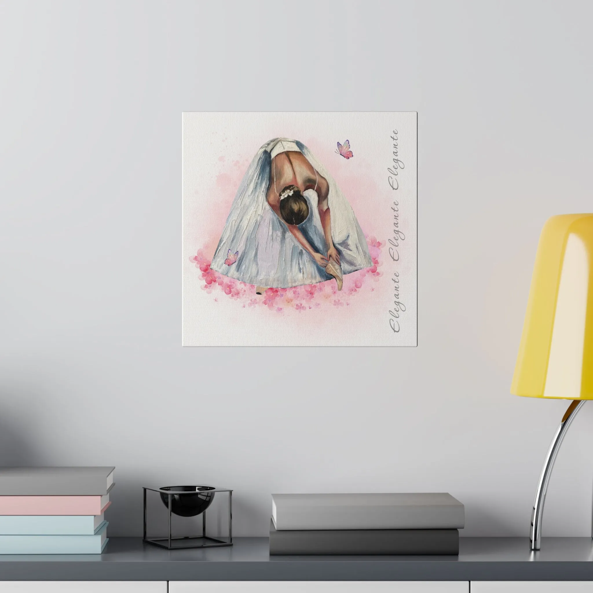 Matte Canvas Print - Elegant Ballerina Dancer - White Background