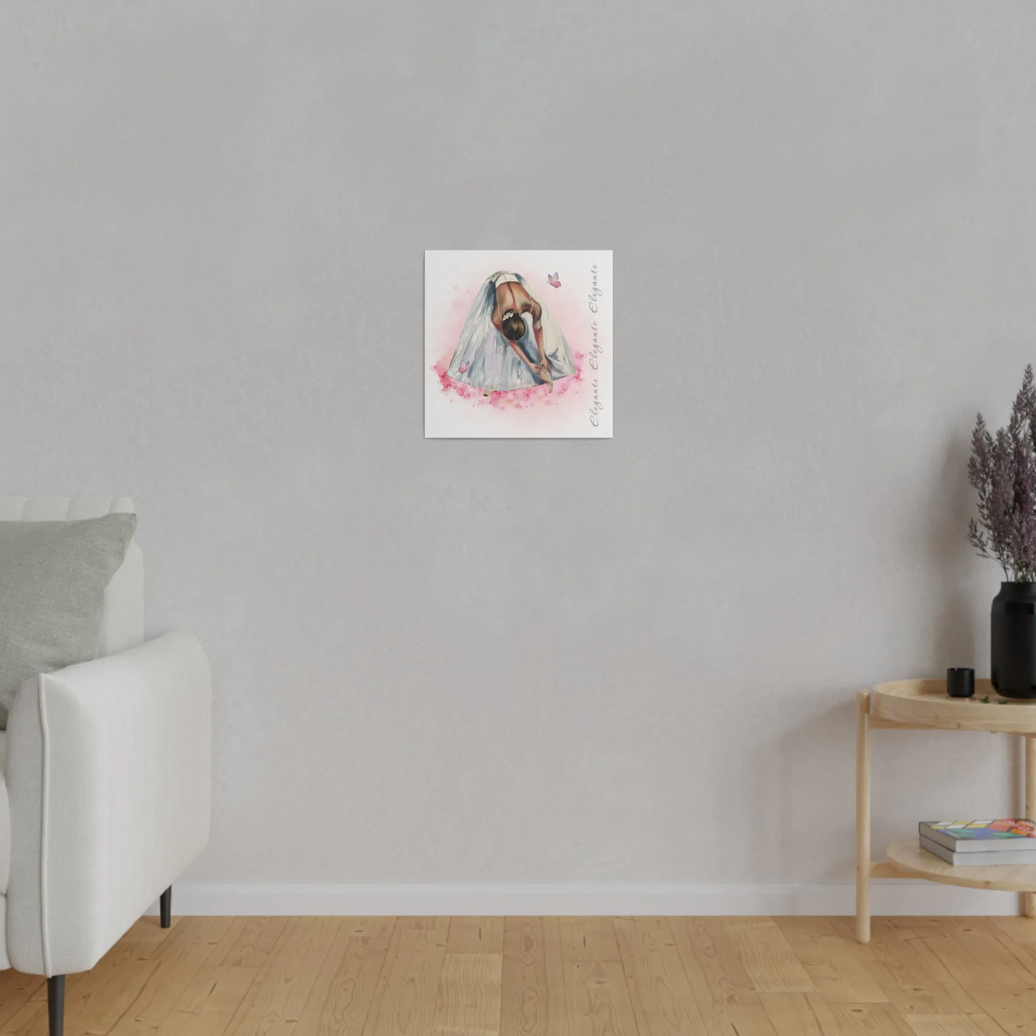 Matte Canvas Print - Elegant Ballerina Dancer - White Background