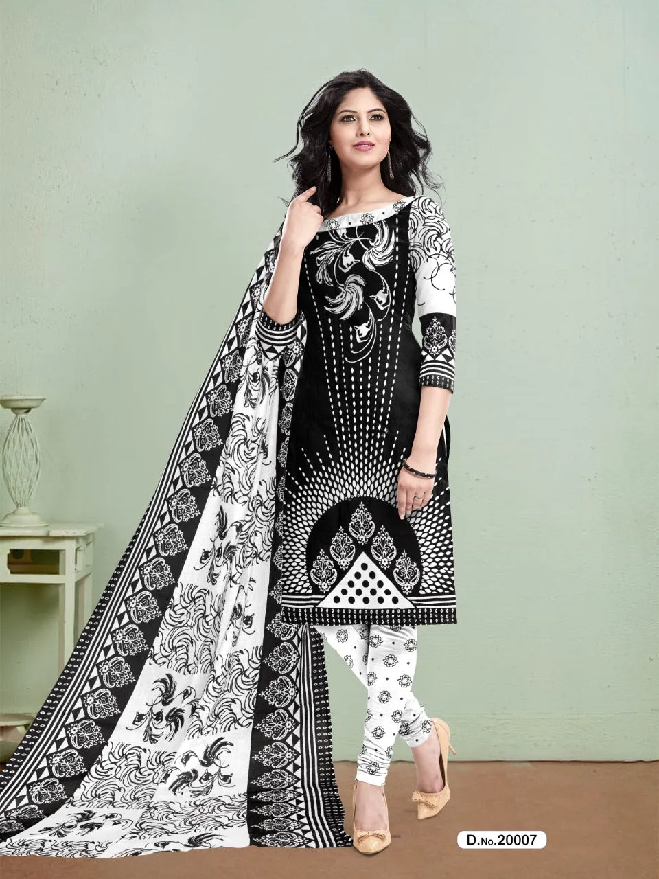 Meenaxi Cotton Black White Casual Cotton Daily Wear Salwar Kameez
