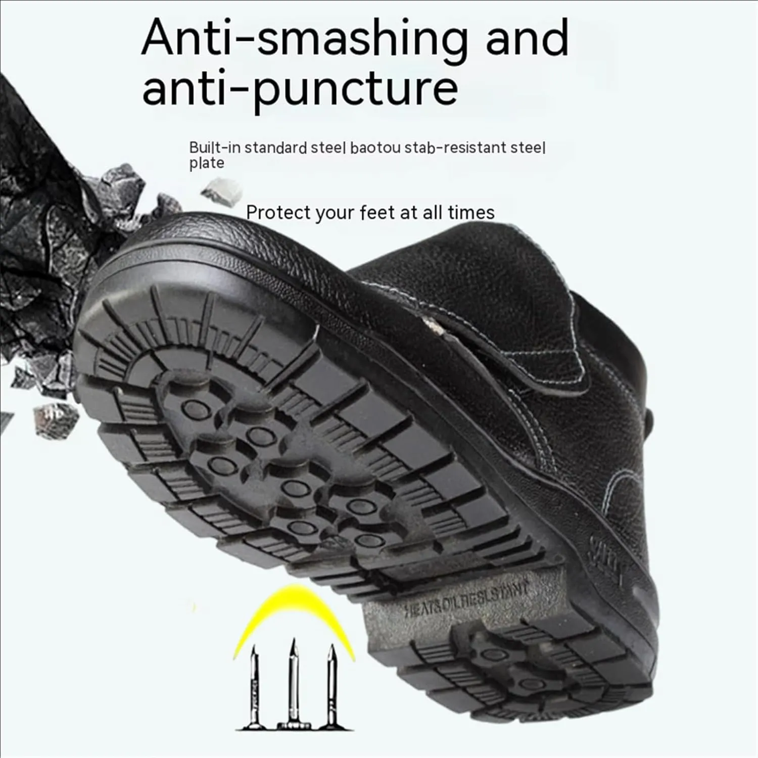 Men's Industrial and Construction Shoes, Men Winter Warm Cozy High Top Abrasion Resistant Safety Steel Toe Boots, Anti-Smash Anti-Puncture Construction Work Boots, for Construction