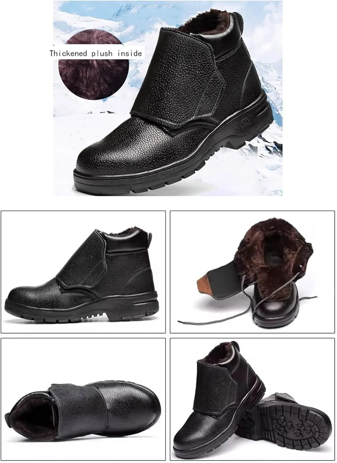 Men's Industrial and Construction Shoes, Men Winter Warm Cozy High Top Abrasion Resistant Safety Steel Toe Boots, Anti-Smash Anti-Puncture Construction Work Boots, for Construction
