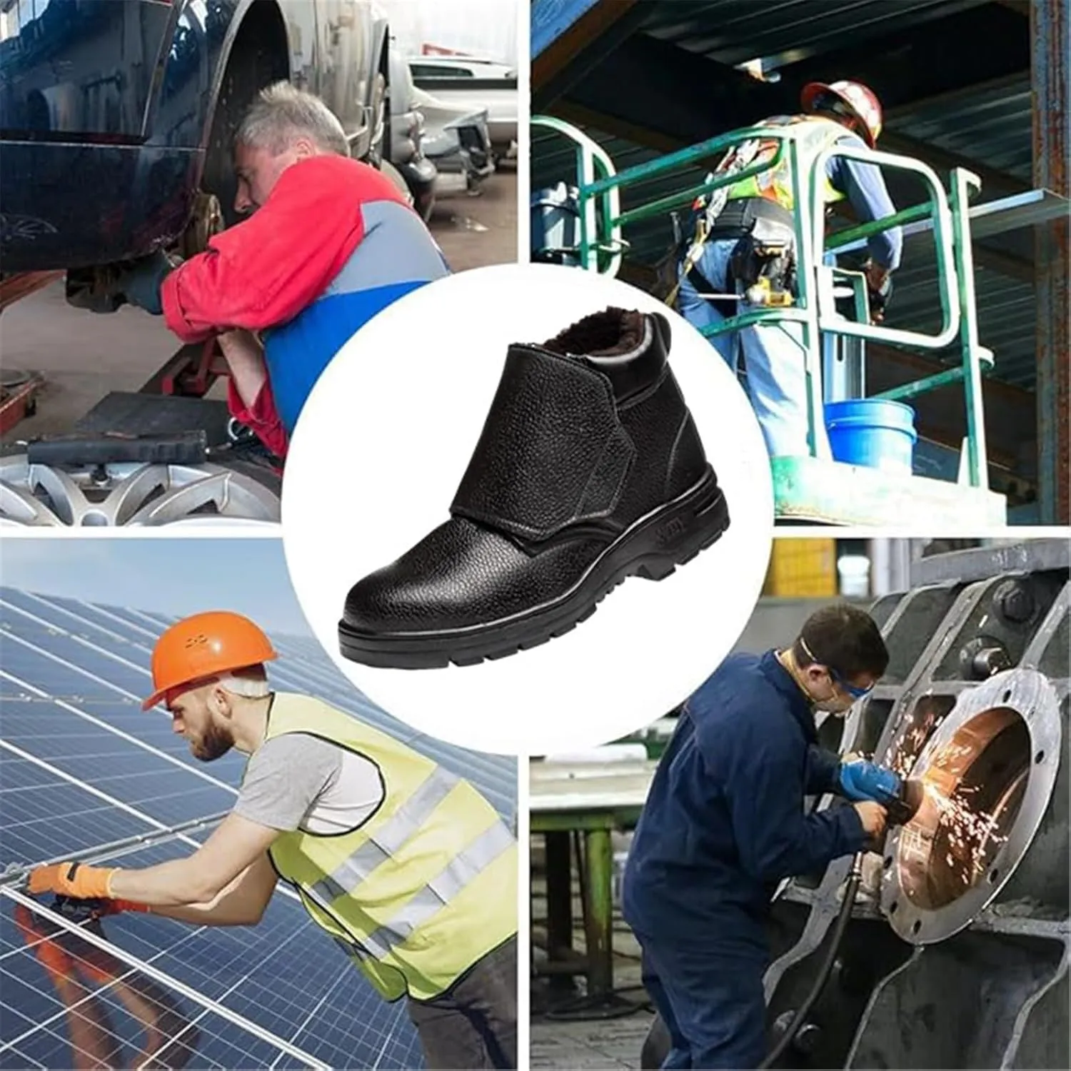 Men's Industrial and Construction Shoes, Men Winter Warm Cozy High Top Abrasion Resistant Safety Steel Toe Boots, Anti-Smash Anti-Puncture Construction Work Boots, for Construction