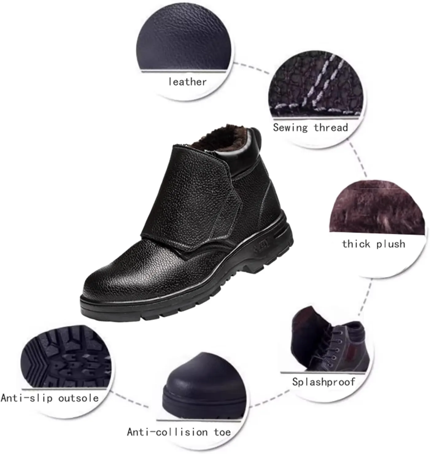 Men's Industrial and Construction Shoes, Men Winter Warm Cozy High Top Abrasion Resistant Safety Steel Toe Boots, Anti-Smash Anti-Puncture Construction Work Boots, for Construction