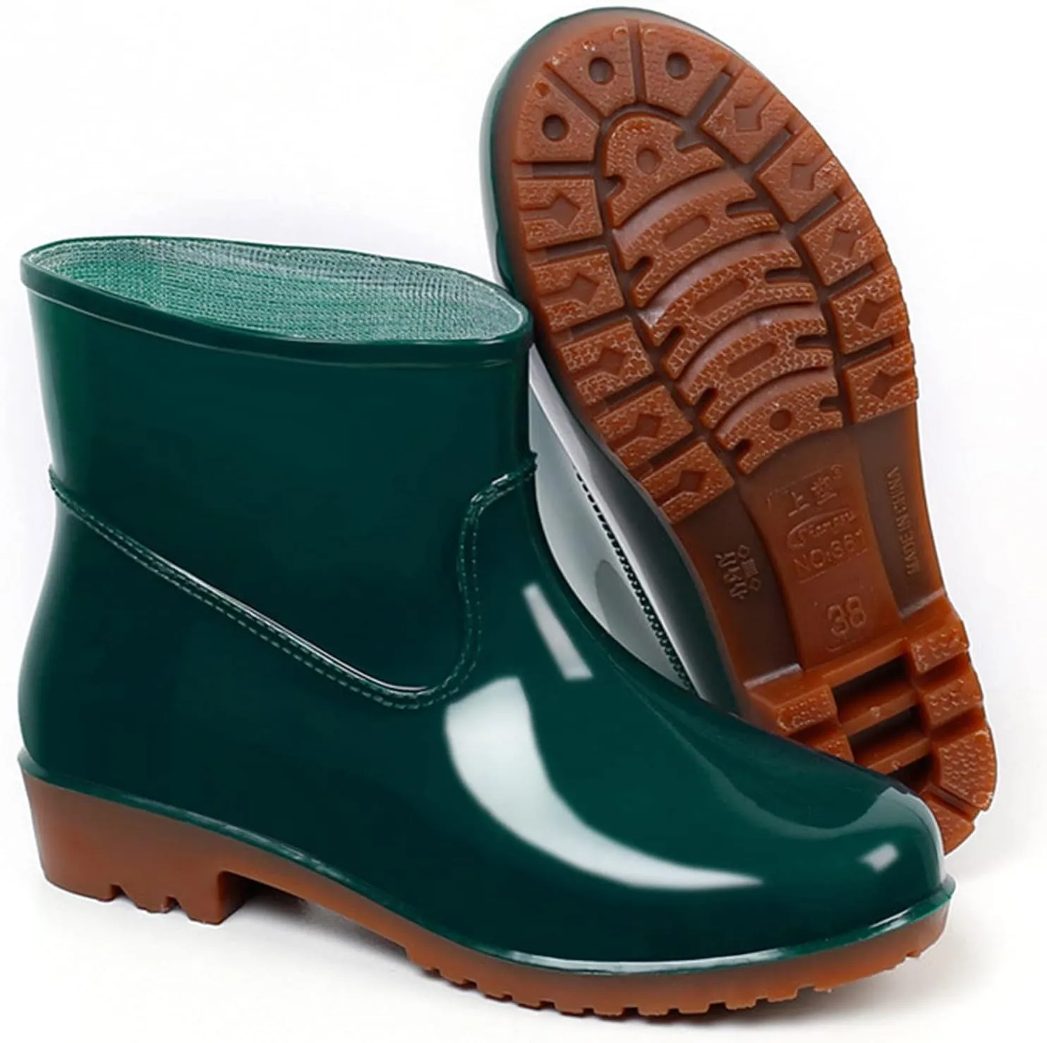 Rain Boots for Women Booties Short Waterproof Chelsea Boots Ankle Platform Rubber with Chunky Heel Rain Boots Outdoor Garden