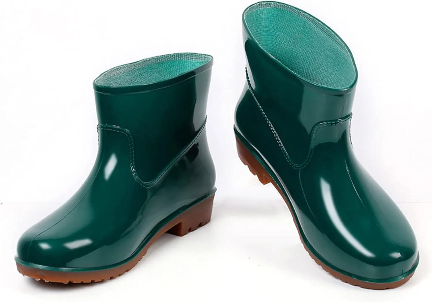 Rain Boots for Women Booties Short Waterproof Chelsea Boots Ankle Platform Rubber with Chunky Heel Rain Boots Outdoor Garden