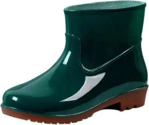 Rain Boots for Women Booties Short Waterproof Chelsea Boots Ankle Platform Rubber with Chunky Heel Rain Boots Outdoor Garden