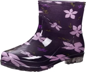 Rain Boots Women Women's Mid Calf Rain Boots Printed Waterproof Rubber Boots Short Garden Shoes Cute Ankle Booties