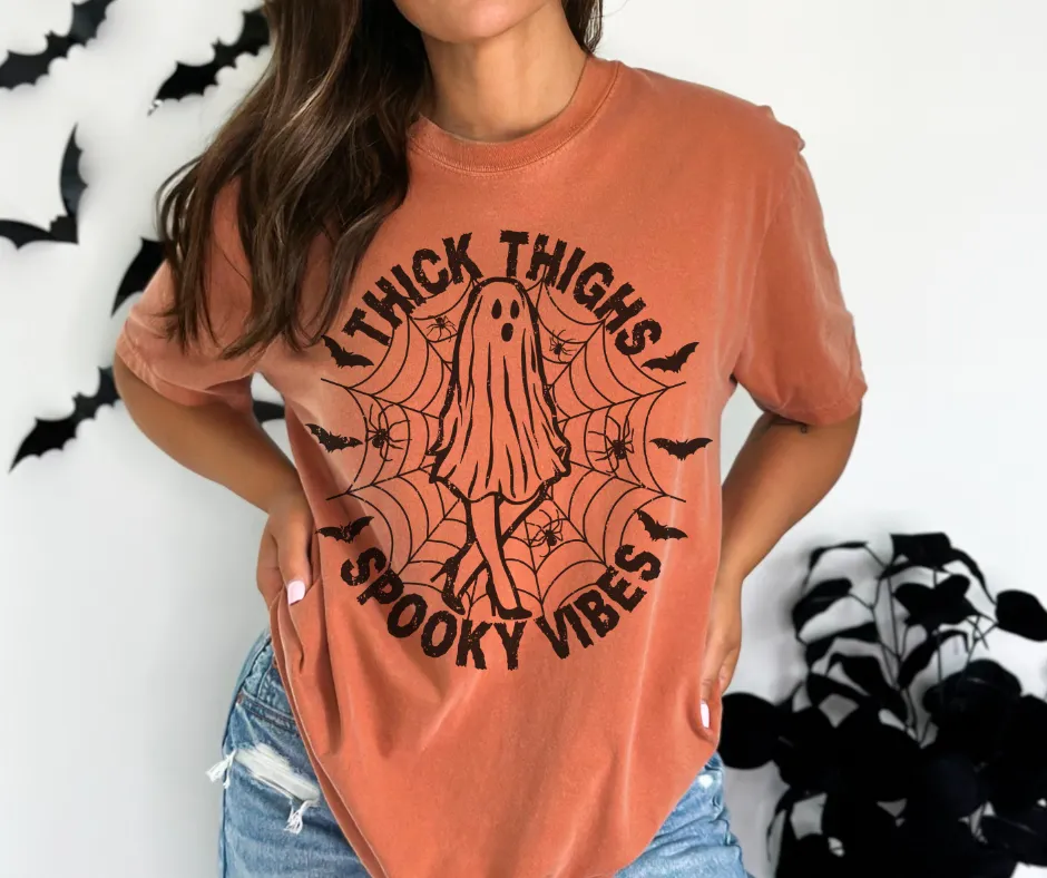 Thick Thighs and Spooky Vibes | Comfort Colors Halloween Tee