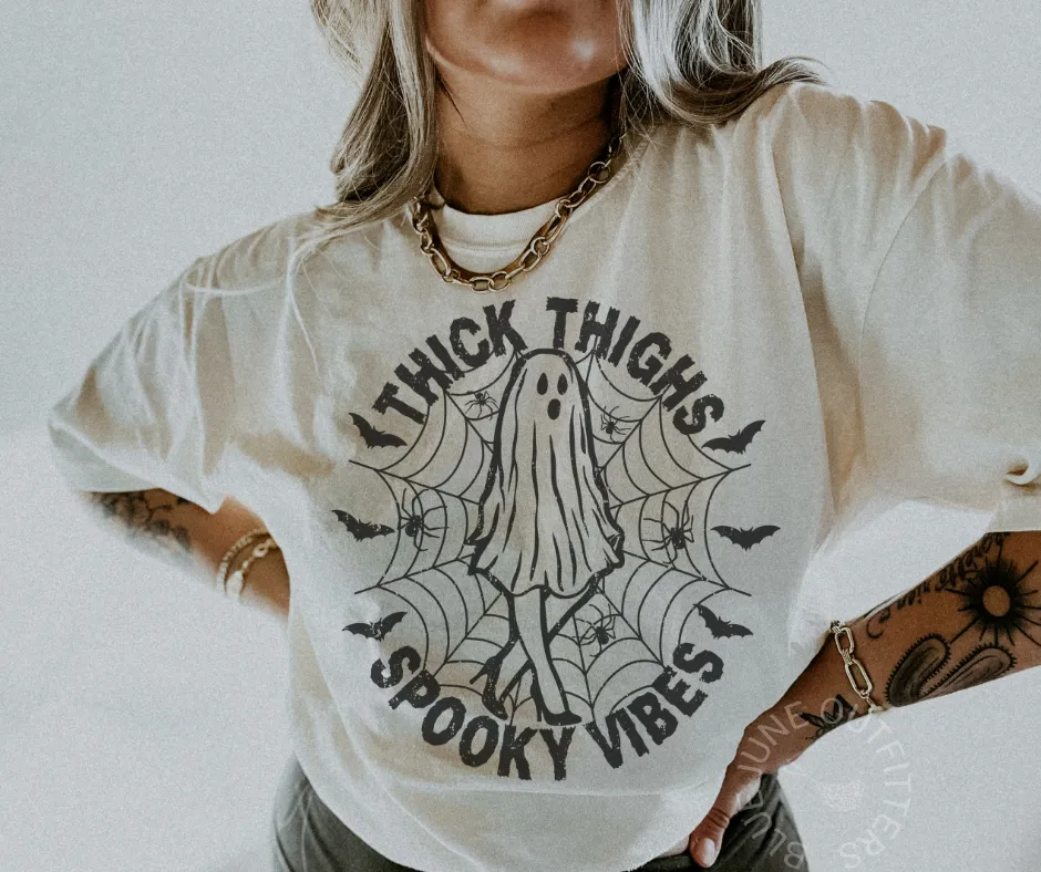 Thick Thighs and Spooky Vibes | Comfort Colors Halloween Tee