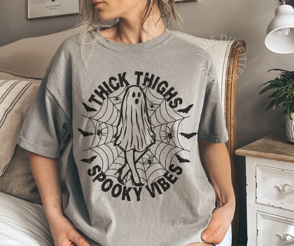 Thick Thighs and Spooky Vibes | Comfort Colors Halloween Tee