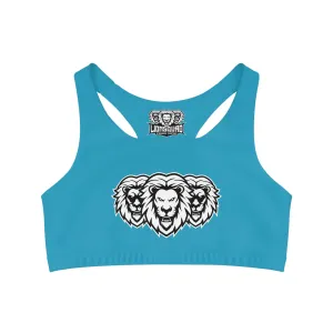 Turquoise "White Lion"  Seamless Sports Bra