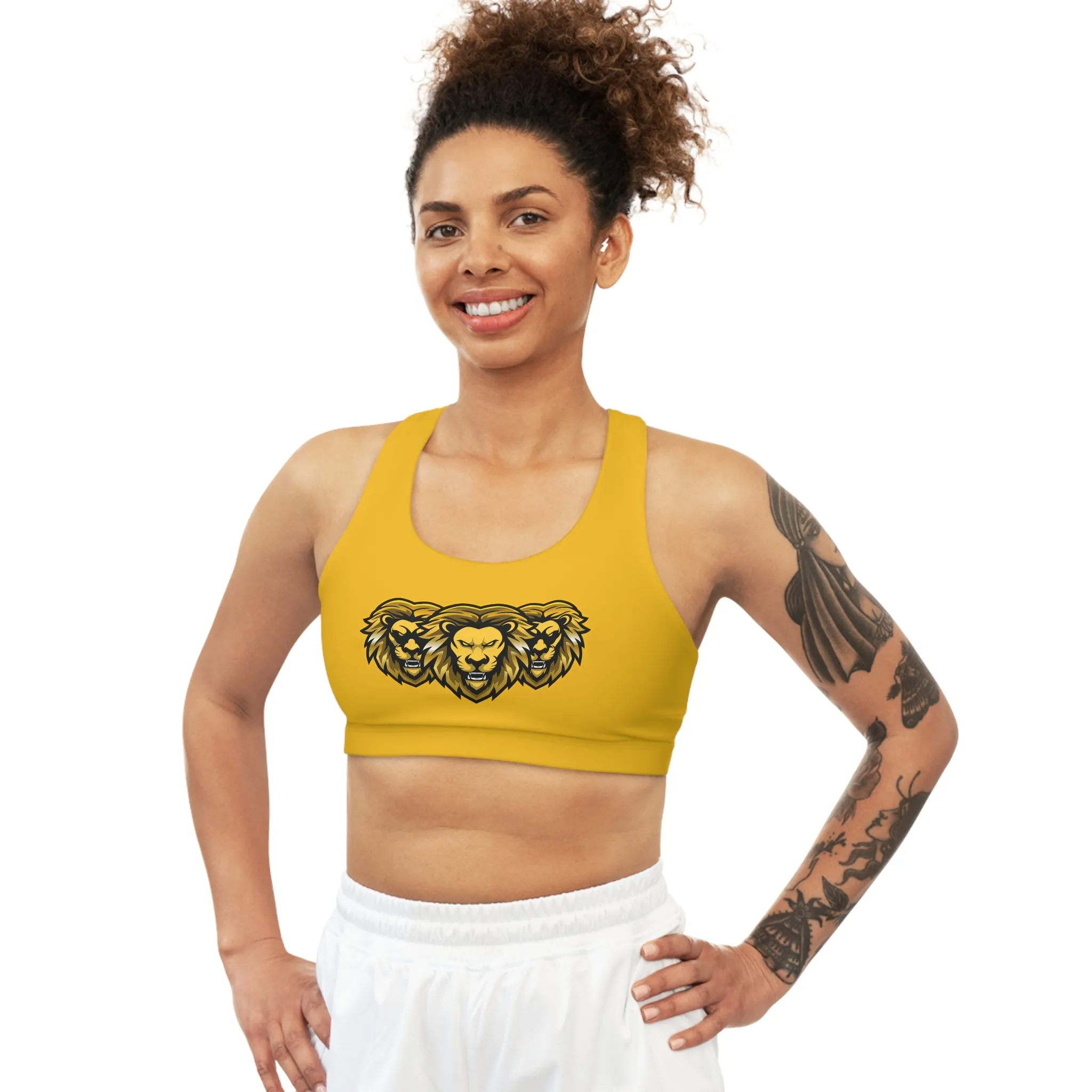 Yellow "Sun Gold Lion"  Seamless Sports Bra